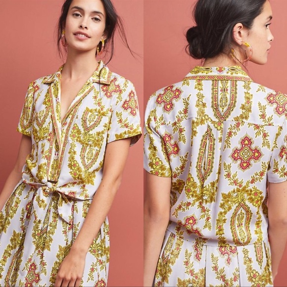 Anthropologie Tops - Anthropologie Echarpe Printed Button Front Blouse
